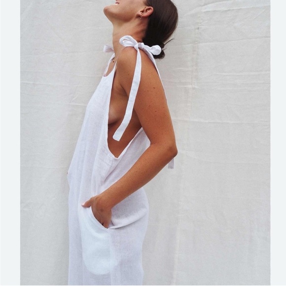 Haute Hippie Linen White Jumpsuit Swim Cover Up Sz S - Picture 1 of 8